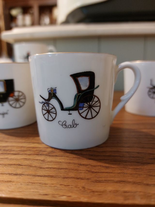 Juego 6 Tazas Café Bidasoa Carruajes Porcelana