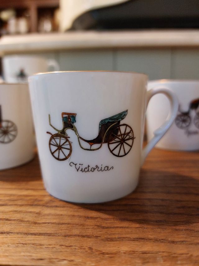 Juego 6 Tazas Café Bidasoa Carruajes Porcelana