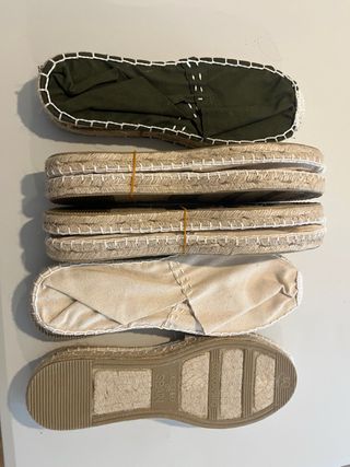 5 Pares Sandalias Esparto Beige y Verde Talla 40