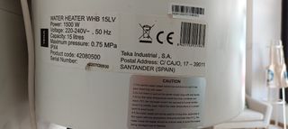 Termo eléctrico Teka 15L