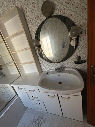 Mueble de baño madera y cristal