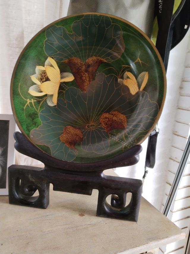 Platino Japonés Decorativo con Peana de madera