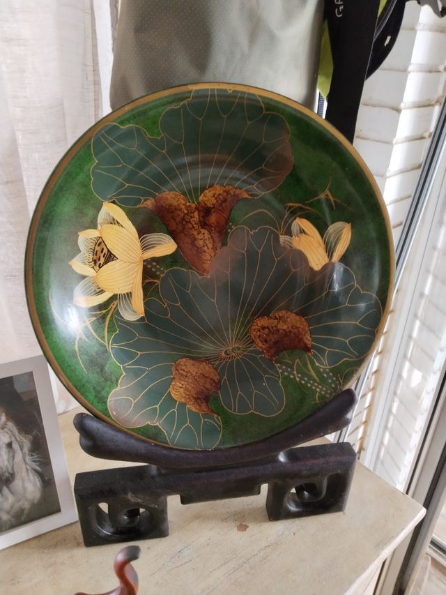 Platino Japonés Decorativo con Peana de madera