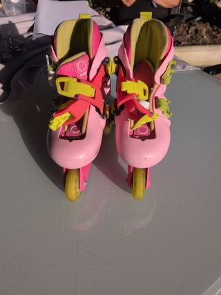 Patines niña evolutivos rosa y amarillo