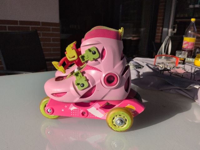 Patines niña evolutivos rosa y amarillo