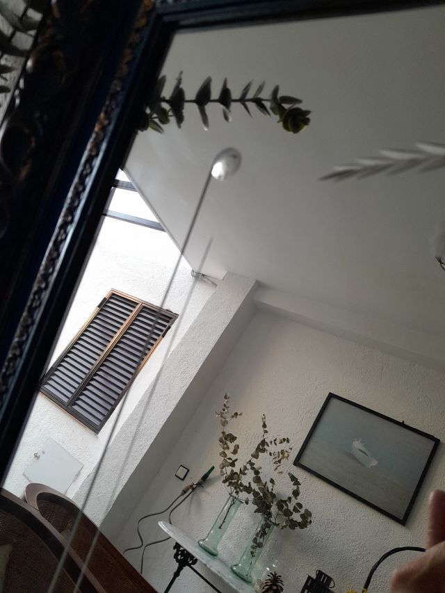 Espejo Antiguo Vintage Azul y Dorado