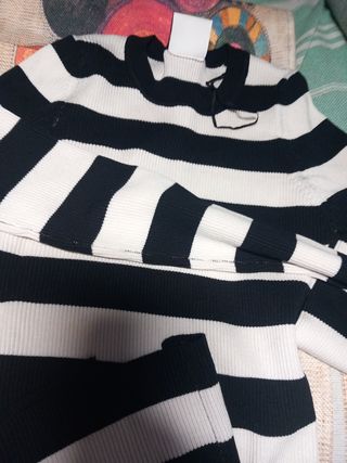 Vestido elástico rayas blanco y negro