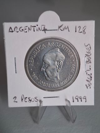 Moneda 2 Pesos Argentinos 1999 Plata