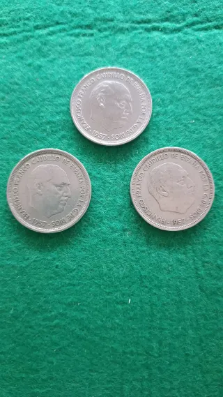 Lote 3 monedas 50 Pesetas 1957 ★58