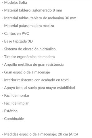 Canapé Sofía elevación hidráulica 30 mm