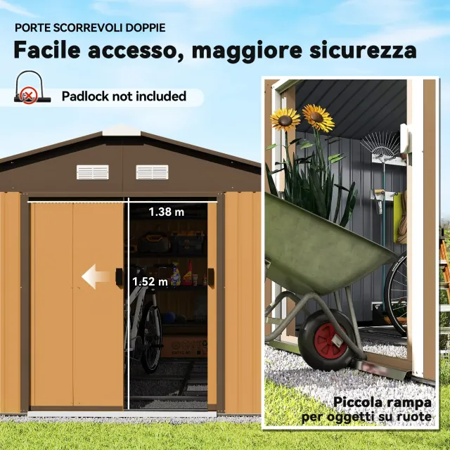 Casetta da Giardino con 2 Porte Scorrevoli e 4 Pre