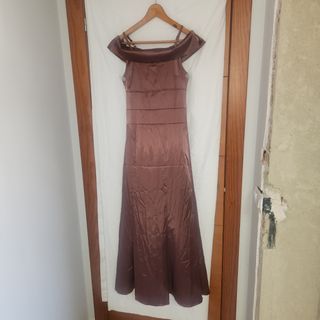 Vestido largo fiesta coctel marrón