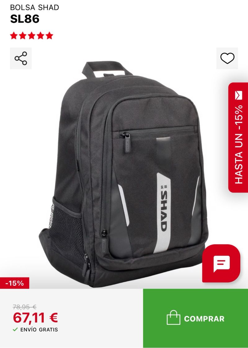 Mochila SHAD SL86 de segunda mano por 20 EUR en Barcelona en WALLAPOP