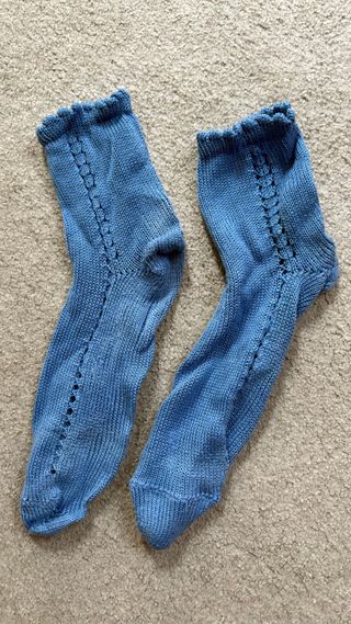 Calcetines niña azules con calados talla 35-38