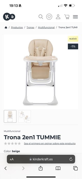 Trona Kinderkraft Tummie 2en1 Beige
GEMELAR