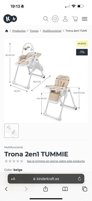 Trona Kinderkraft Tummie 2en1 Beige
GEMELAR