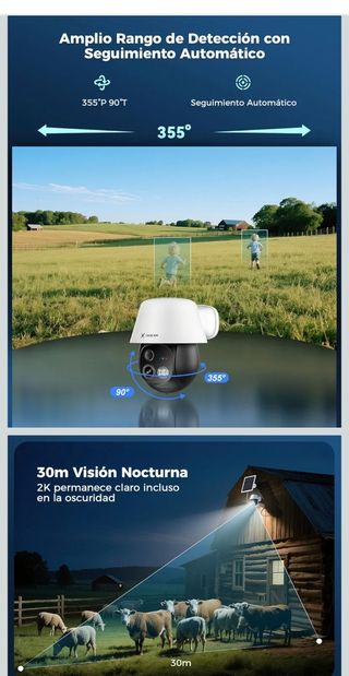 Cámara de vigilancia exterior con panel solar