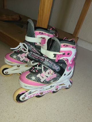 3 pares de Patines en línea rosas, lilas  y negros