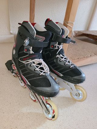 3 pares de Patines en línea rosas, lilas  y negros