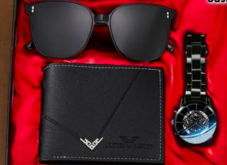 Set Reloj, Cartera y Gafas Negro
