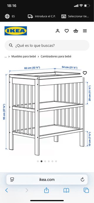 Cambiador Gulliber Ikea + cestas de almacenaje i