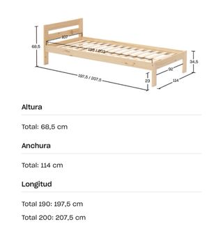 Cama 105cm LUFE Madera NUEVA EN CAJA