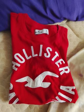 Camiseta Hollister Roja Mujer Talla XS