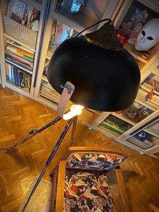 Lámpara de pie o mesa retro alemana de metal negra
