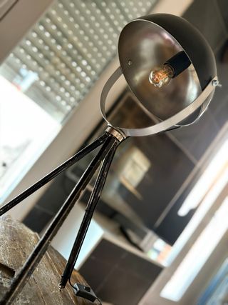 Lámpara de pie o mesa retro alemana de metal negra