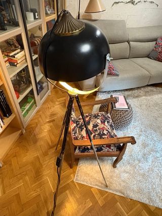 Lámpara de pie o mesa retro alemana de metal negra