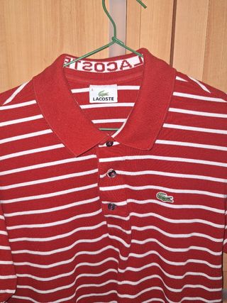 Polo Lacoste Rayas Rojas Talla XL