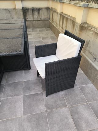 Comedor de jardín de Ratán y Cristal