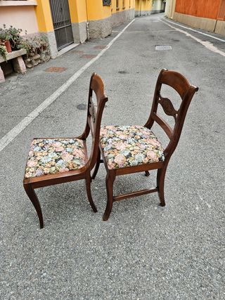 Coppia Sedie Antiche Noce Epoca 1820 Restaurate