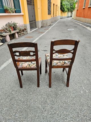 Coppia Sedie Antiche Noce Epoca 1820 Restaurate
