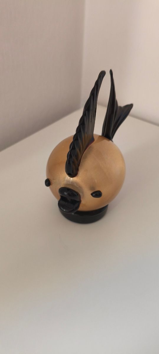 Pez de cristal Murano oro y negro