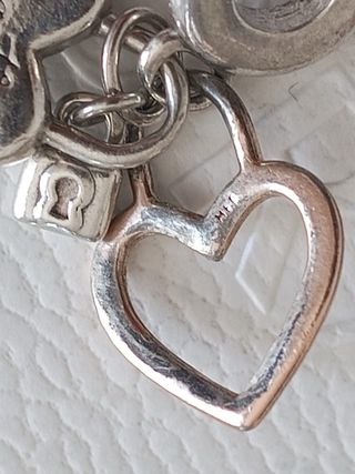 Pandora Corazón Doble - Colgante Plata y Oro Rosa