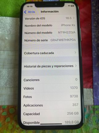 iPhone XS 256 GB. batería NUEVA