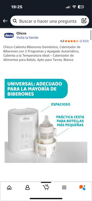 Calienta biberones Chicco