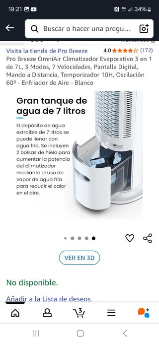 Climatizador evaporativo ventilador Enfriador Aire