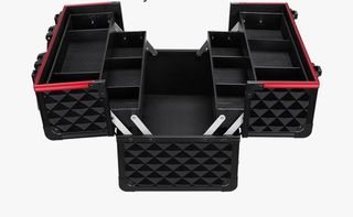 Maletín de maquillaje negro y rojo