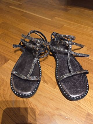 Sandalias romanas Les Tropeziennes plateadas T.40