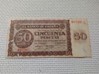 Billete 50 Pesetas 1936 Serie S ultima serie