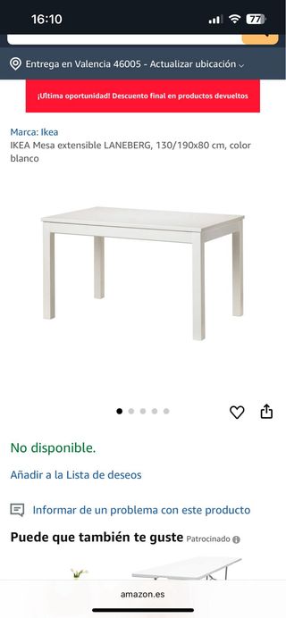 Mesa Extensible LANEBERG Blanca Ikea