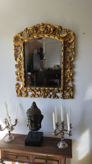 Antiguo espejo madera dorado