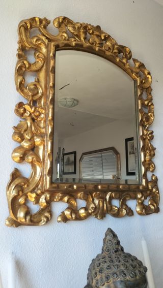 Antiguo espejo madera dorado