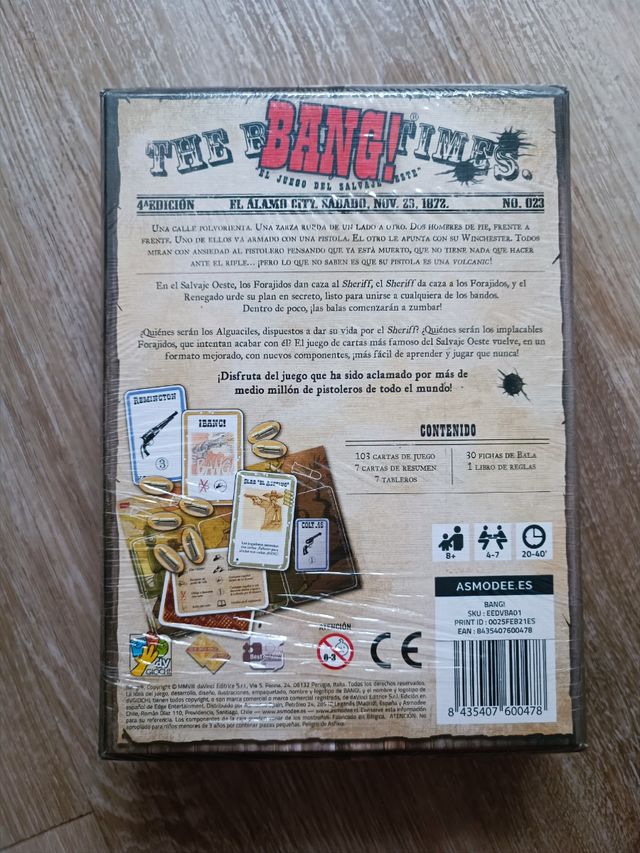 Juego de mesa Bang! El Juego del Salvaje Oeste