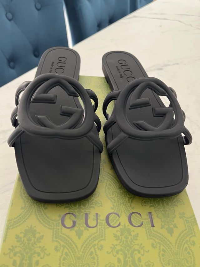 Chanclas Gucci Mujer Talla 39 Negras