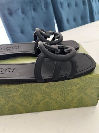 Chanclas Gucci Mujer Talla 39 Negras