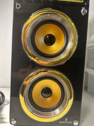 Altavoz Karaoke Negro y Dorado.