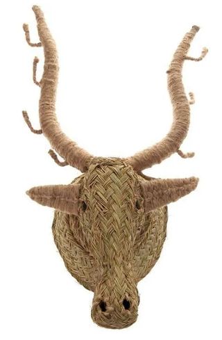 Cabeza de Ciervo de Esparto Decorativa
